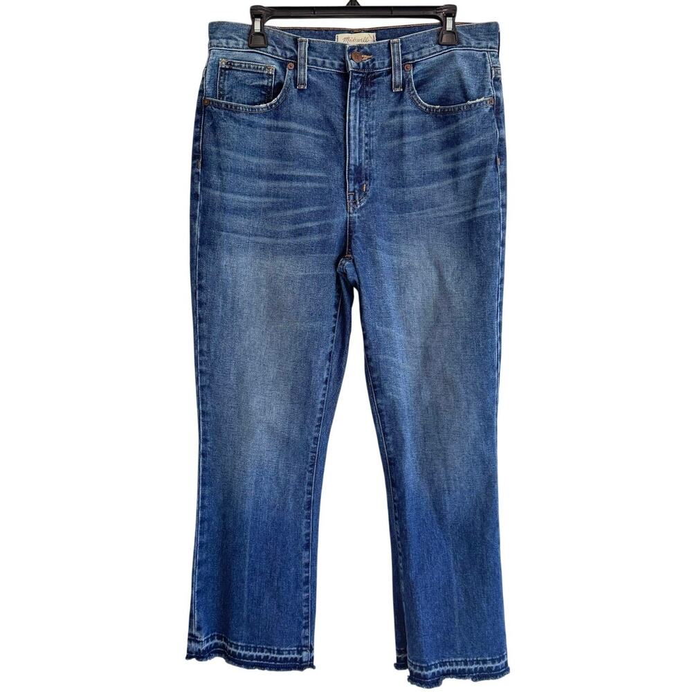 Madewell Retro Crop Bootcut Jeans 29T High Rise Frayed Hem 100% Cotton Denim